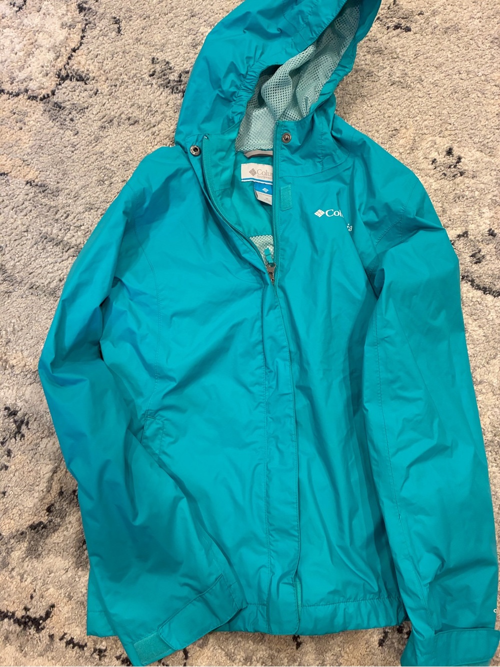 Columbia Kids Teal Hooded Rain Jacket
